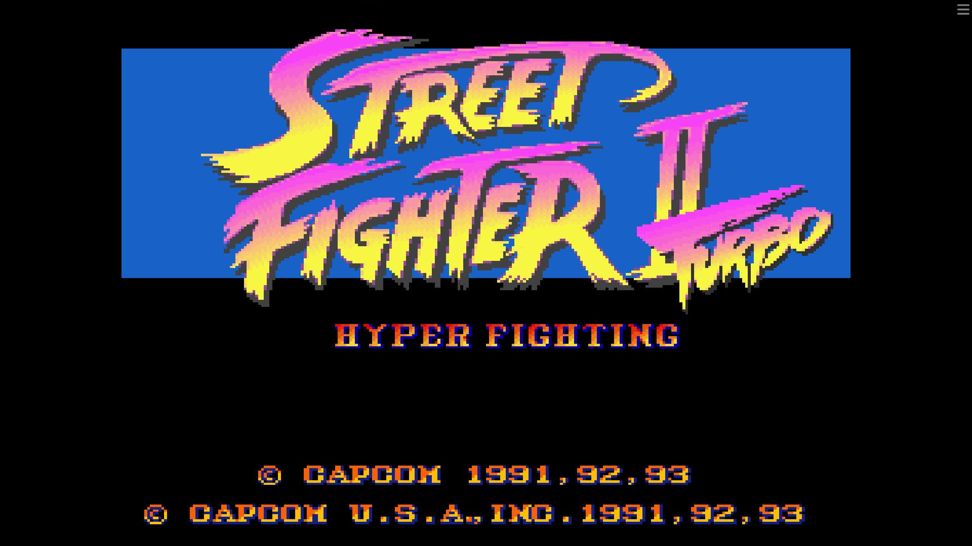 Street Fighter II Turbo: Hyper Fighting title screen (SNES)